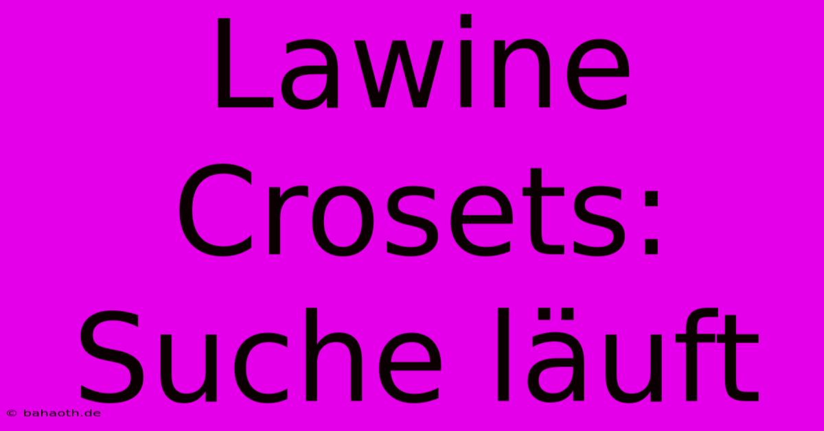 Lawine Crosets: Suche Läuft