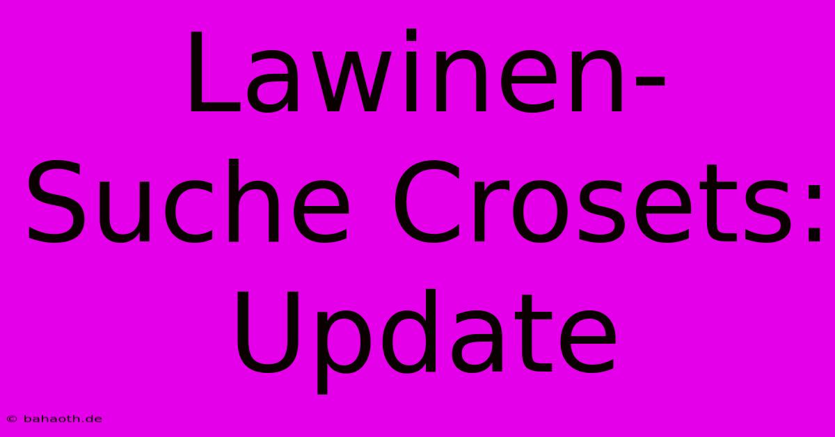 Lawinen-Suche Crosets: Update