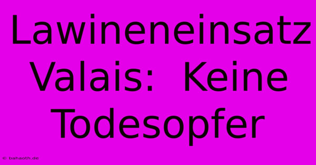 Lawineneinsatz Valais:  Keine Todesopfer