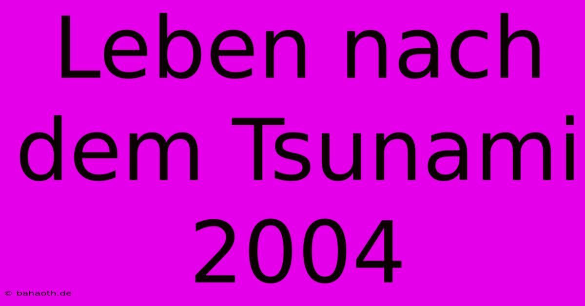 Leben Nach Dem Tsunami 2004