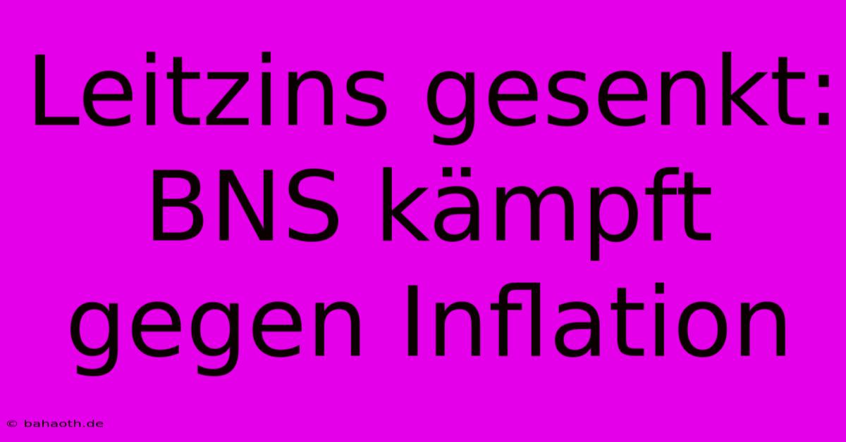 Leitzins Gesenkt: BNS Kämpft Gegen Inflation