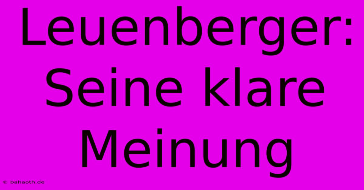 Leuenberger:  Seine Klare Meinung