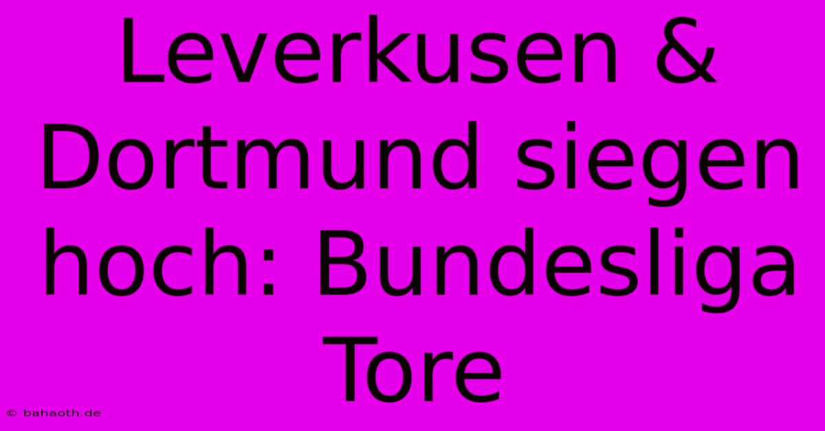 Leverkusen & Dortmund Siegen Hoch: Bundesliga Tore