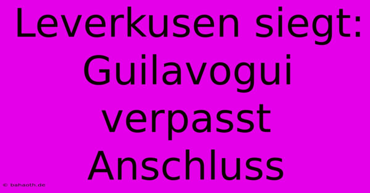 Leverkusen Siegt: Guilavogui Verpasst Anschluss