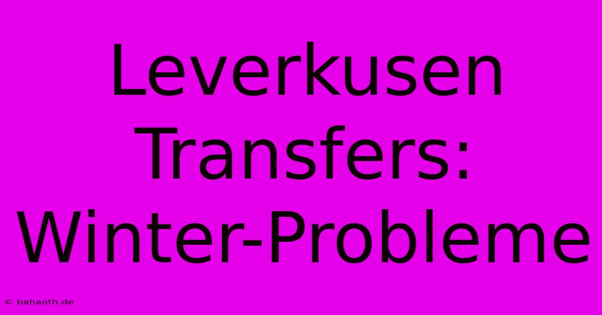 Leverkusen Transfers:  Winter-Probleme