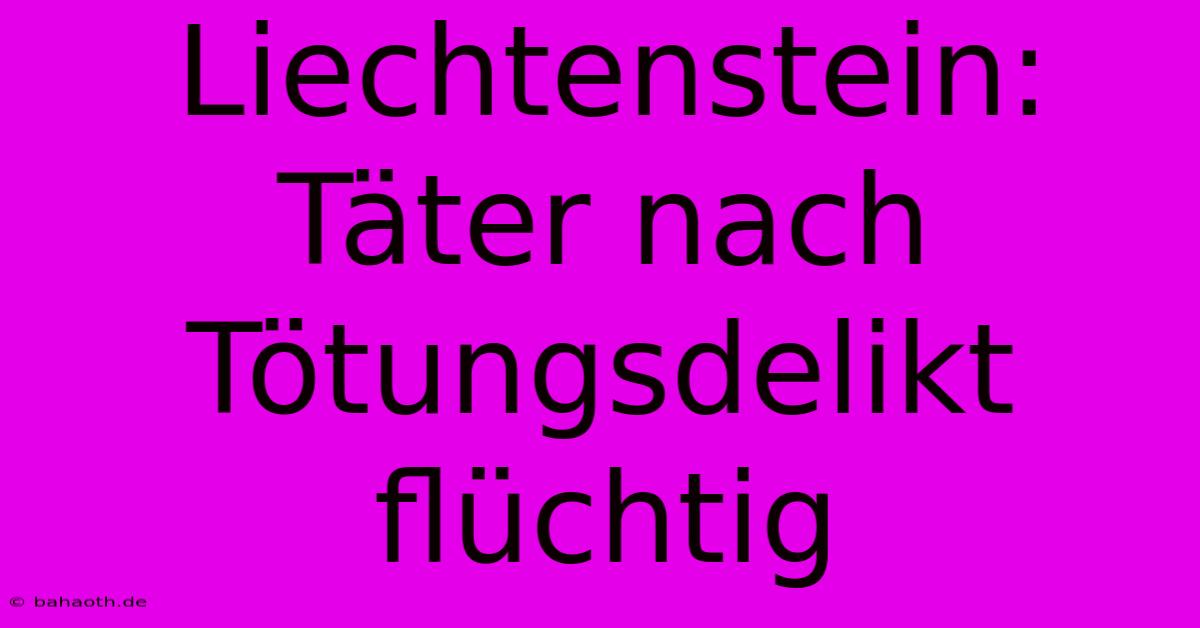 Liechtenstein: Täter Nach Tötungsdelikt Flüchtig