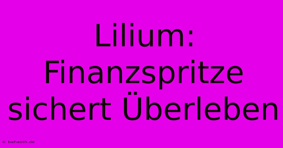 Lilium: Finanzspritze Sichert Überleben