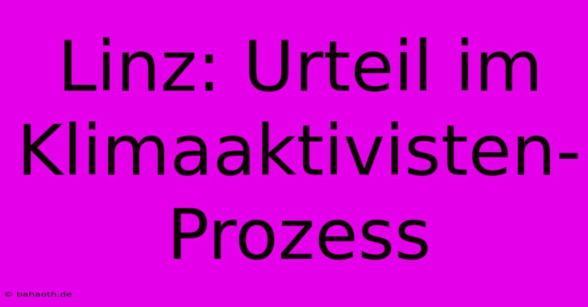 Linz: Urteil Im Klimaaktivisten-Prozess