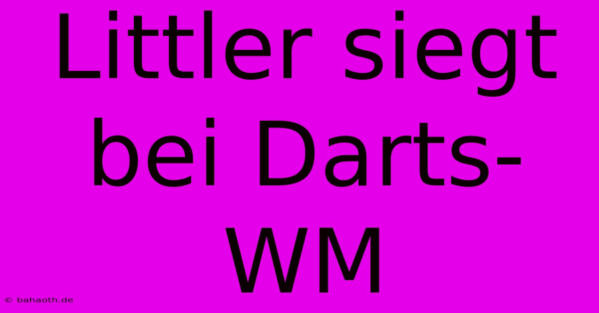 Littler Siegt Bei Darts-WM