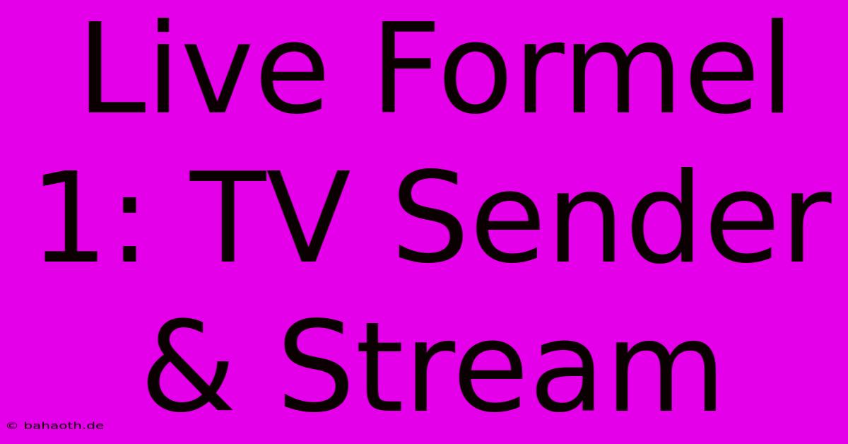 Live Formel 1: TV Sender & Stream