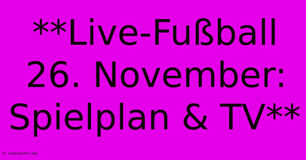 **Live-Fußball 26. November: Spielplan & TV**