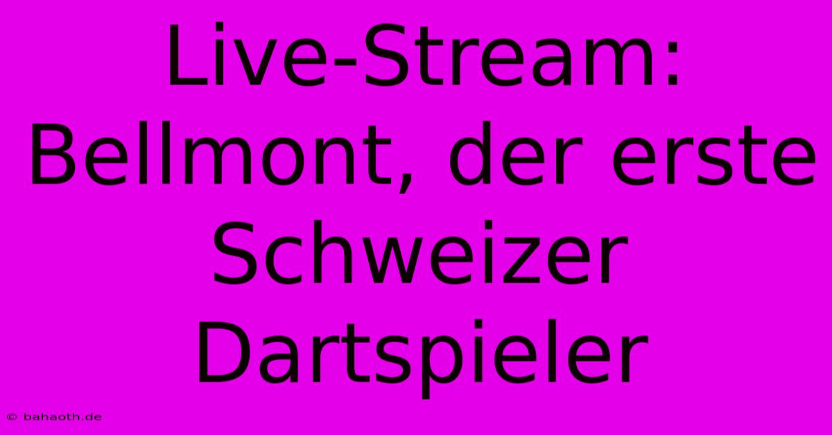 Live-Stream: Bellmont, Der Erste Schweizer Dartspieler