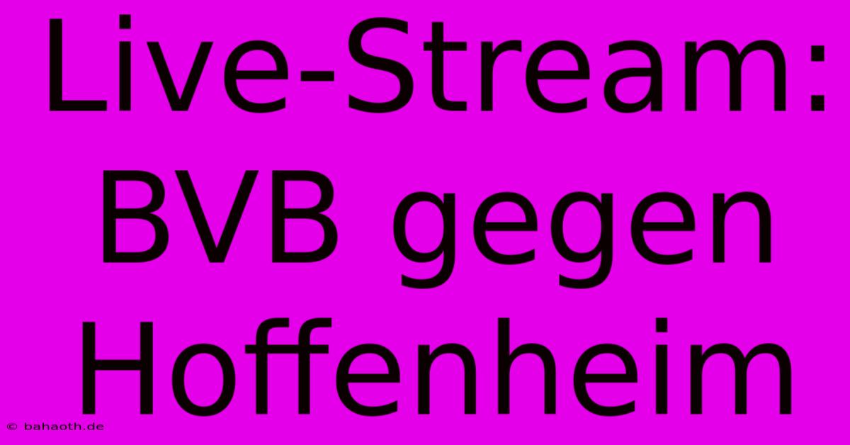 Live-Stream: BVB Gegen Hoffenheim