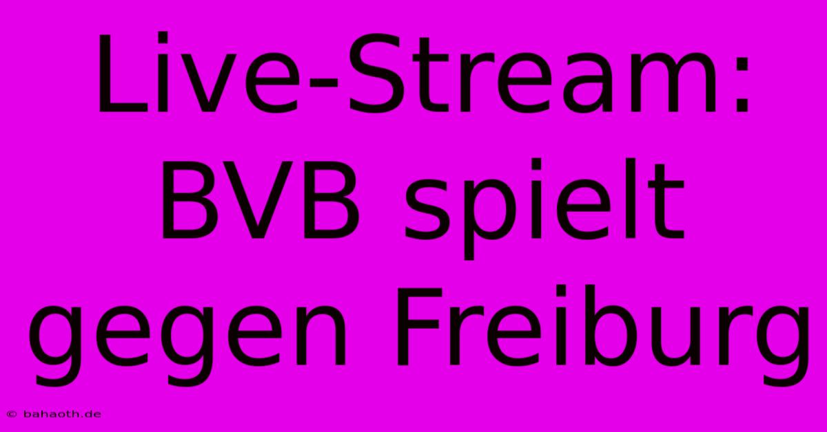 Live-Stream: BVB Spielt Gegen Freiburg