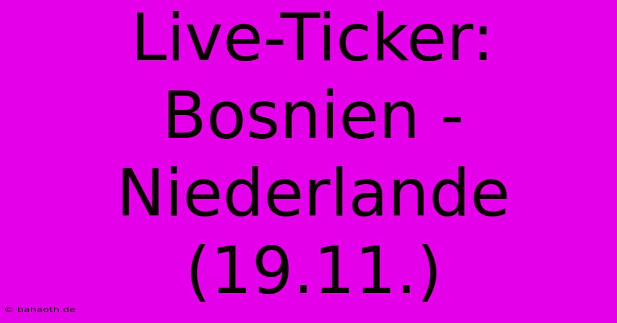 Live-Ticker: Bosnien - Niederlande (19.11.)