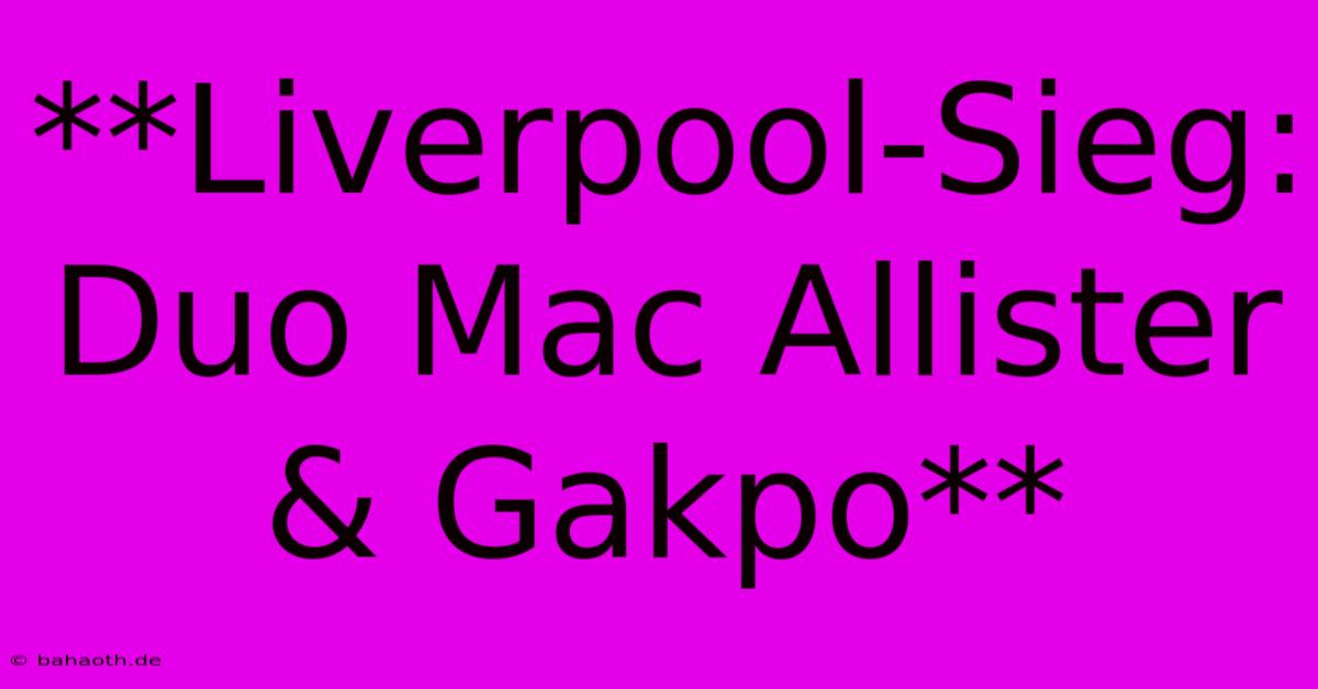 **Liverpool-Sieg:  Duo Mac Allister & Gakpo**