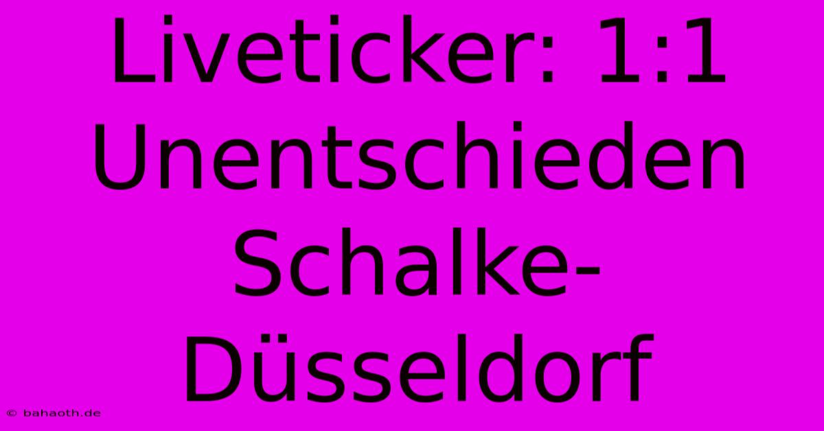 Liveticker: 1:1 Unentschieden Schalke-Düsseldorf