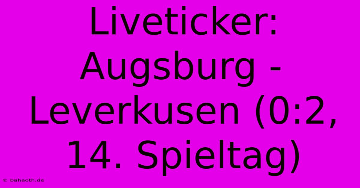 Liveticker: Augsburg - Leverkusen (0:2, 14. Spieltag)