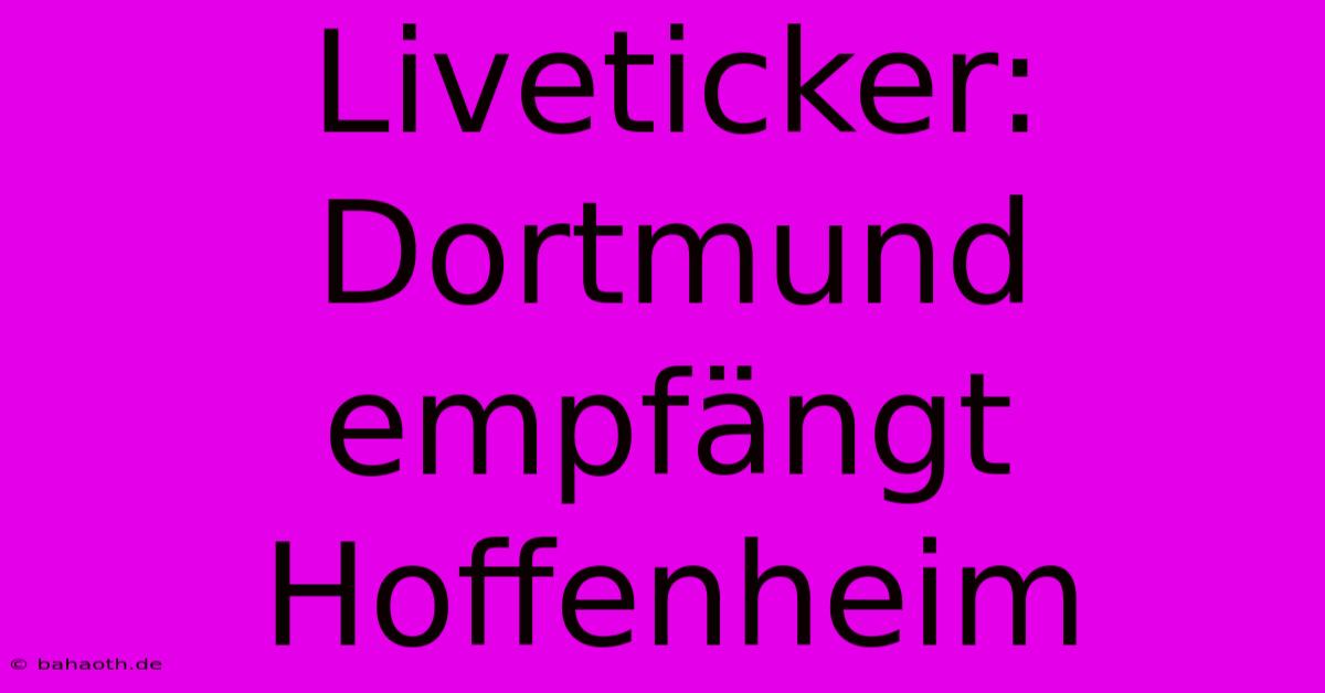 Liveticker: Dortmund Empfängt Hoffenheim