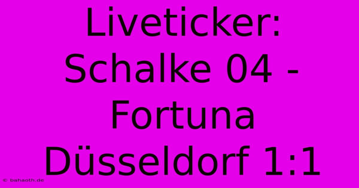 Liveticker: Schalke 04 - Fortuna Düsseldorf 1:1