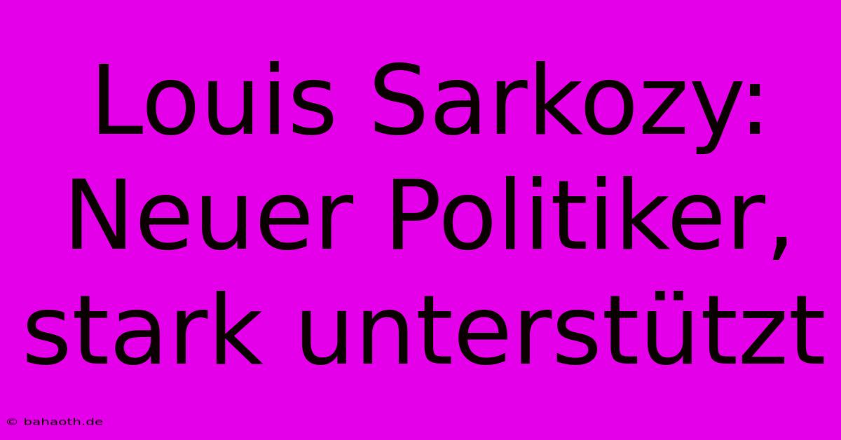 Louis Sarkozy:  Neuer Politiker, Stark Unterstützt