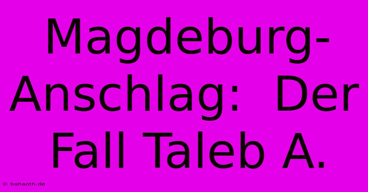 Magdeburg-Anschlag:  Der Fall Taleb A.