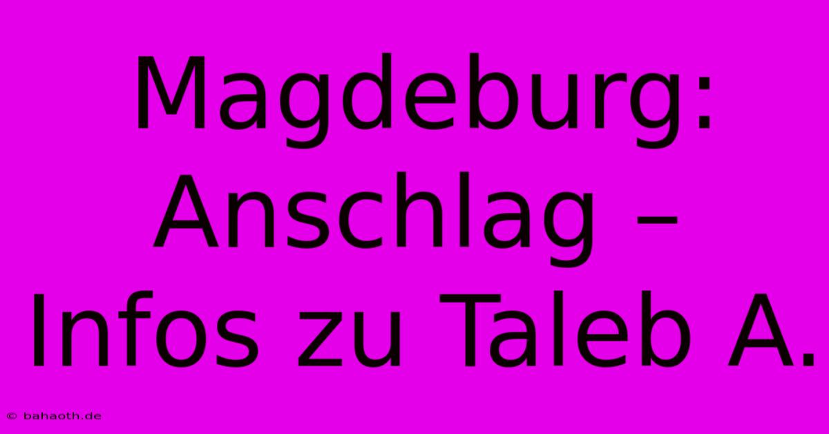 Magdeburg: Anschlag – Infos Zu Taleb A.