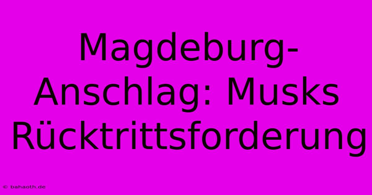 Magdeburg-Anschlag: Musks Rücktrittsforderung