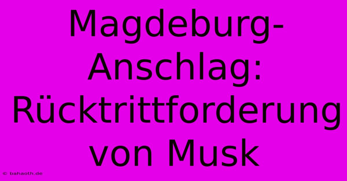 Magdeburg-Anschlag: Rücktrittforderung Von Musk