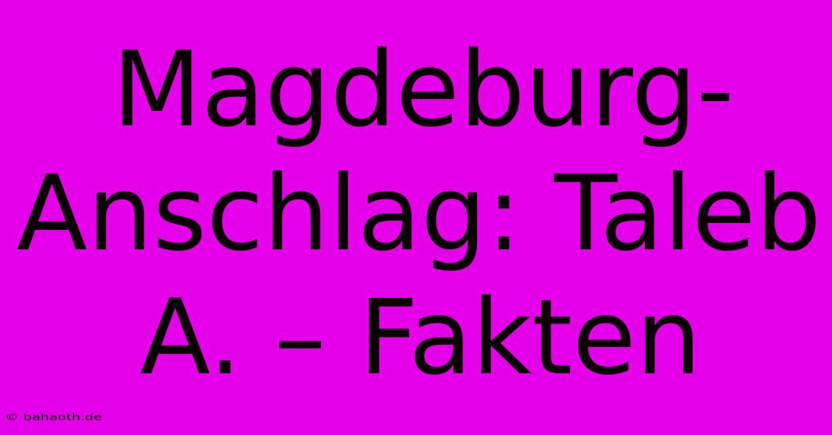 Magdeburg-Anschlag: Taleb A. – Fakten