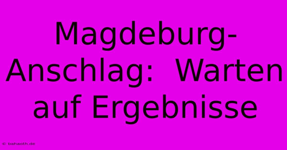 Magdeburg-Anschlag:  Warten Auf Ergebnisse