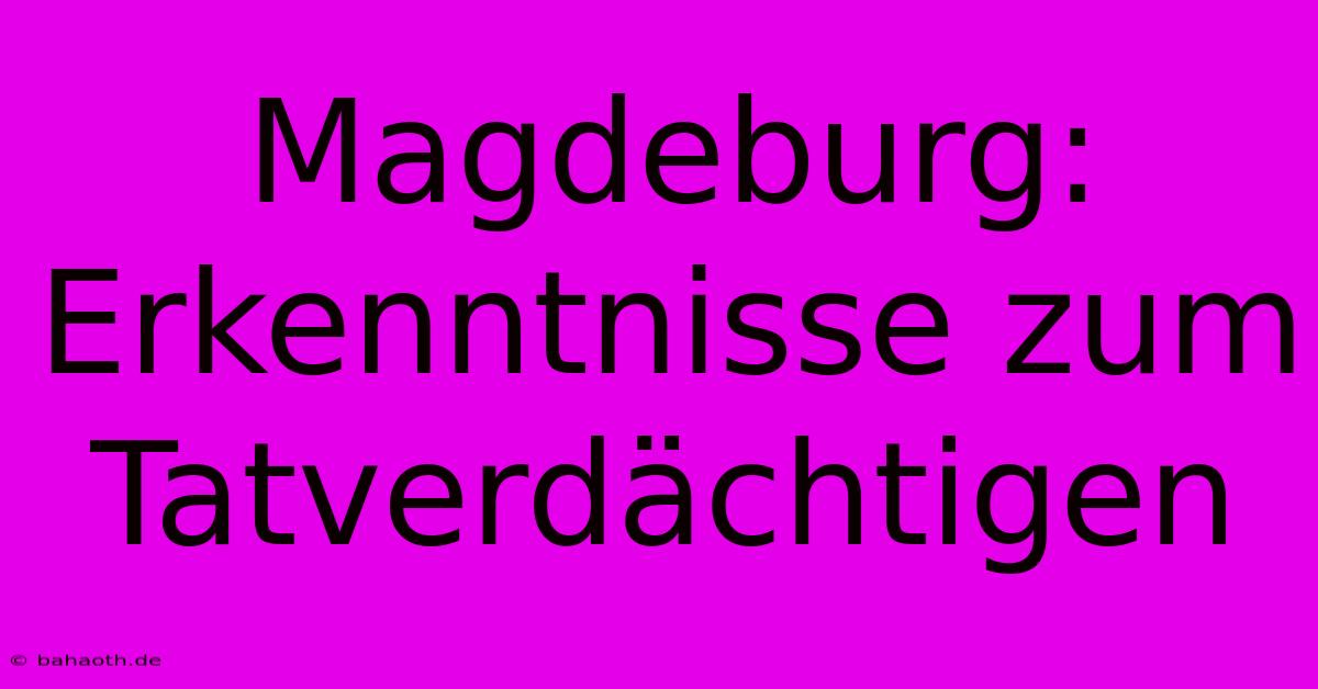 Magdeburg: Erkenntnisse Zum Tatverdächtigen