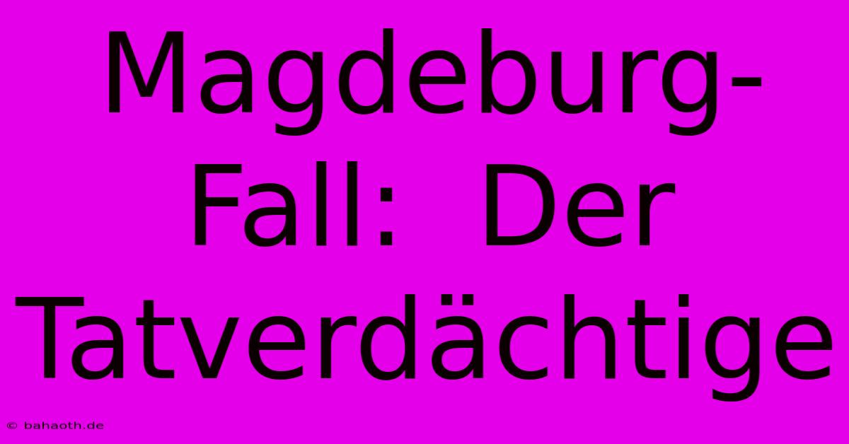 Magdeburg-Fall:  Der Tatverdächtige