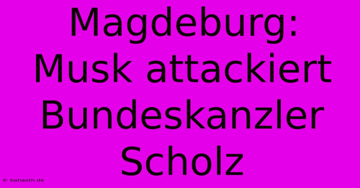 Magdeburg: Musk Attackiert Bundeskanzler Scholz