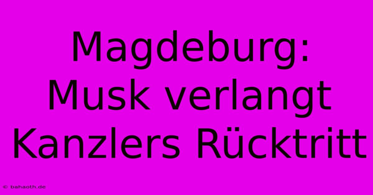 Magdeburg: Musk Verlangt Kanzlers Rücktritt