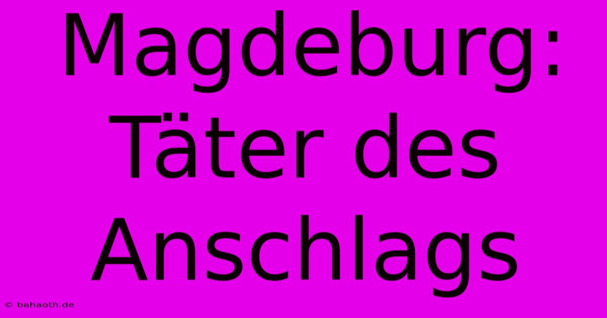 Magdeburg:  Täter Des Anschlags