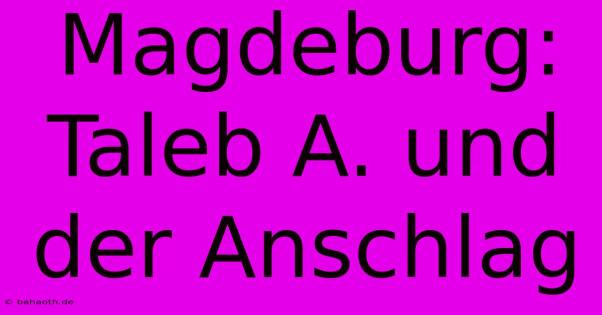 Magdeburg:  Taleb A. Und Der Anschlag