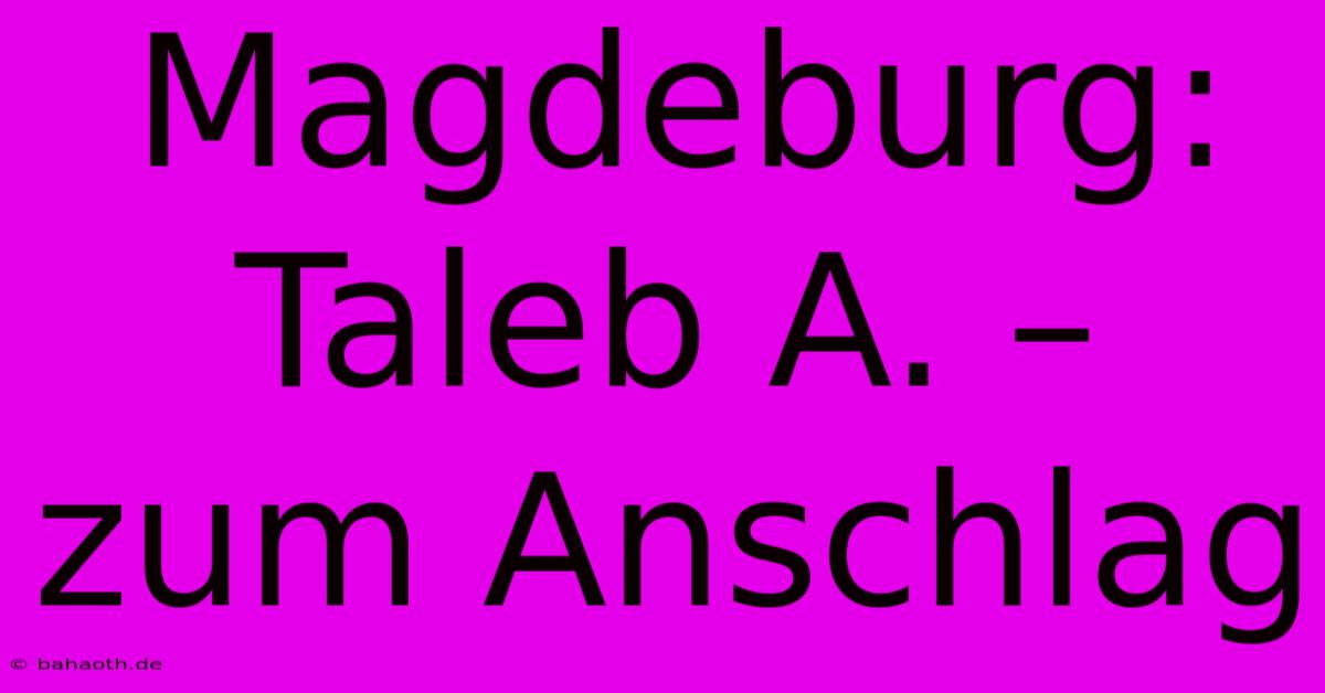 Magdeburg:  Taleb A. – Zum Anschlag