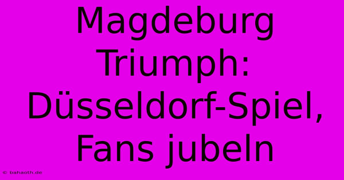 Magdeburg Triumph: Düsseldorf-Spiel, Fans Jubeln