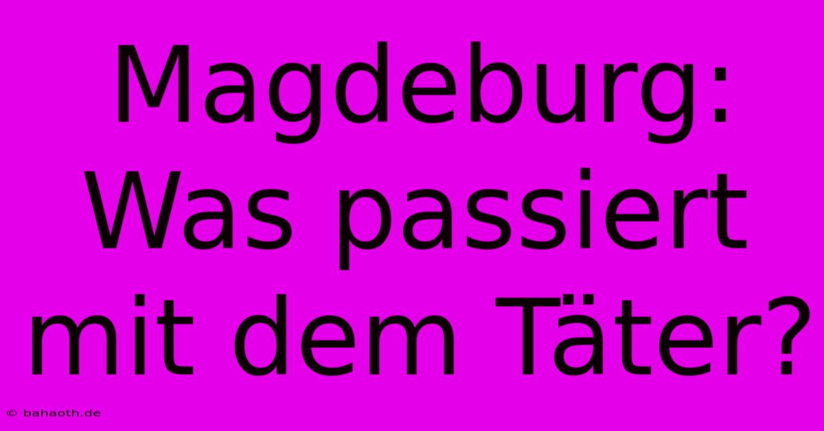 Magdeburg:  Was Passiert Mit Dem Täter?