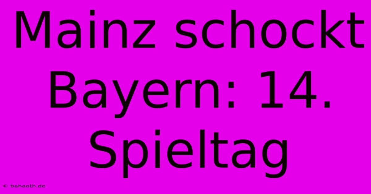 Mainz Schockt Bayern: 14. Spieltag