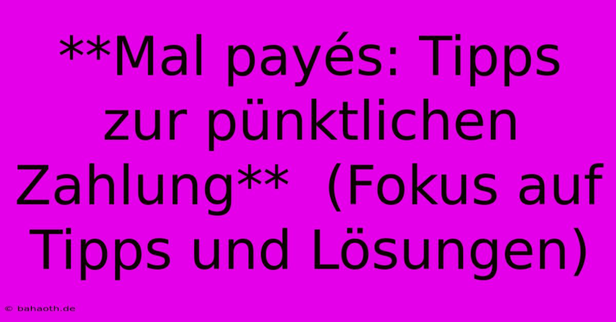 **Mal Payés: Tipps Zur Pünktlichen Zahlung**  (Fokus Auf Tipps Und Lösungen)