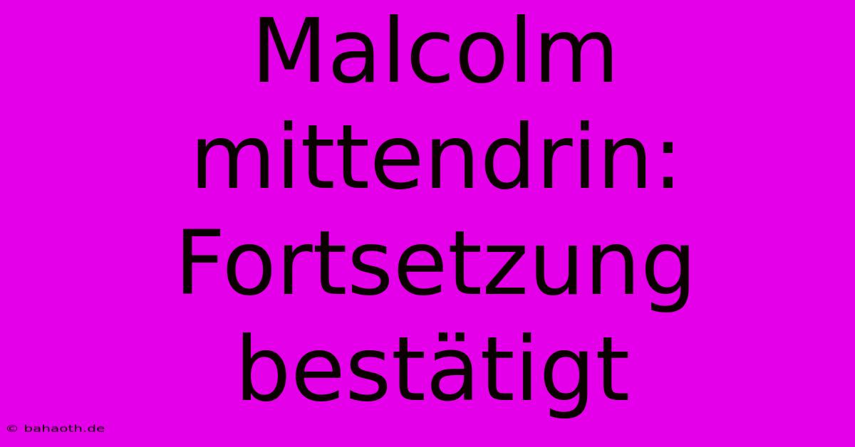 Malcolm Mittendrin: Fortsetzung Bestätigt