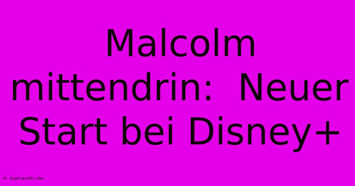 Malcolm Mittendrin:  Neuer Start Bei Disney+