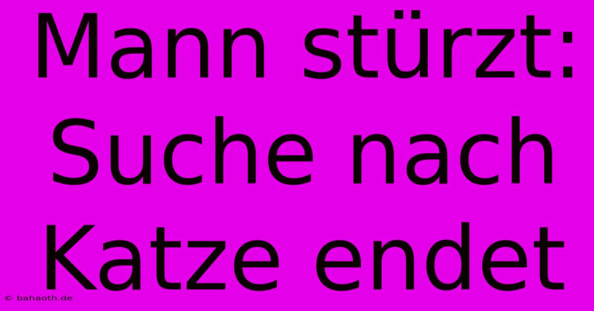 Mann Stürzt: Suche Nach Katze Endet