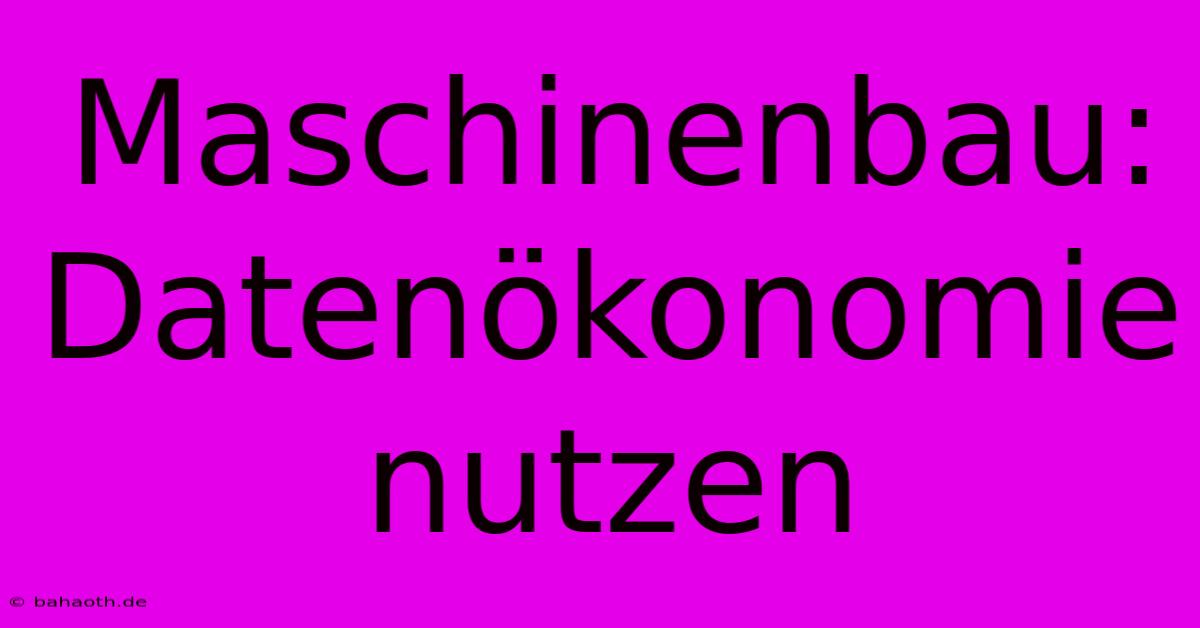 Maschinenbau: Datenökonomie Nutzen