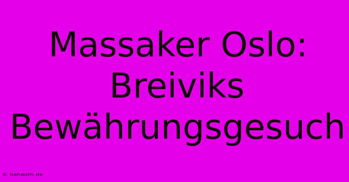 Massaker Oslo: Breiviks Bewährungsgesuch