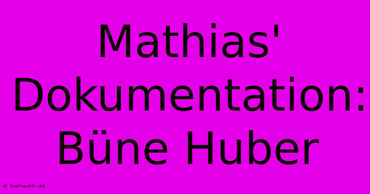 Mathias' Dokumentation: Büne Huber