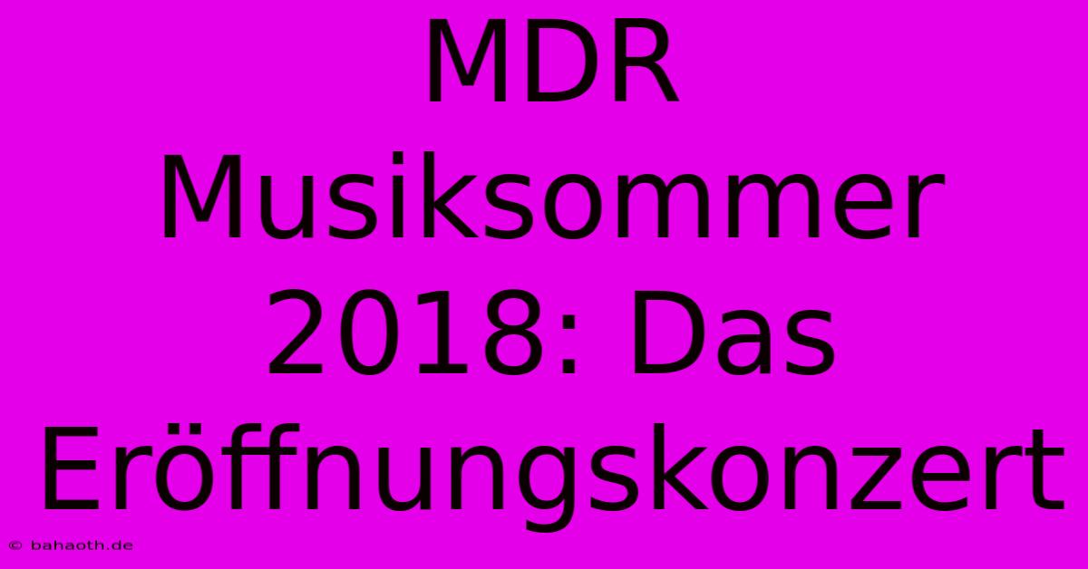 MDR Musiksommer 2018: Das Eröffnungskonzert