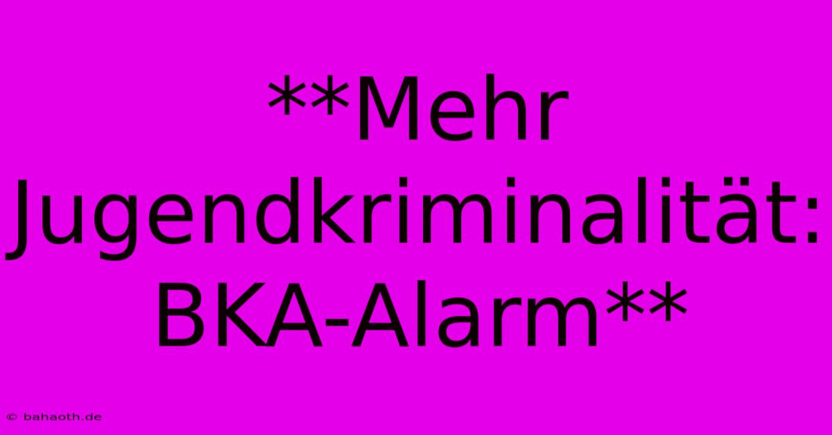 **Mehr Jugendkriminalität: BKA-Alarm**